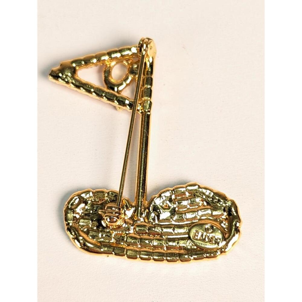 Dorothy BAUER Vintage 19th Hole Pin/Brooch Pink & Teal Crystals Golf Unisex Vtg - Picture 4 of 6